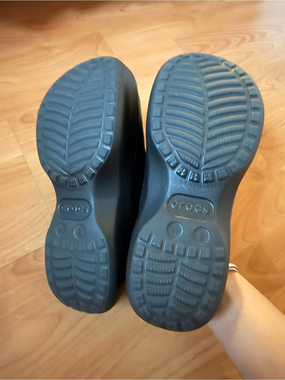 CROCS Black Double Buckle Platform Slide Sandals